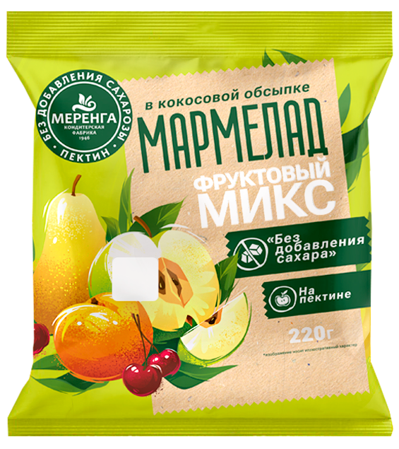  Меренга Мармелад без сахара в кокосовой обсыпке Фруктовый микс, 220г   в Перми